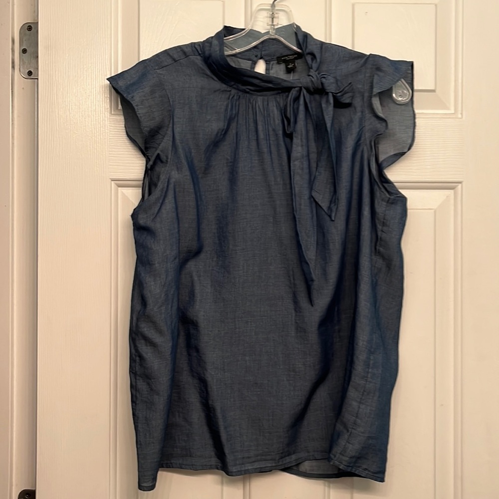 Ann Taylor chambray bow top
